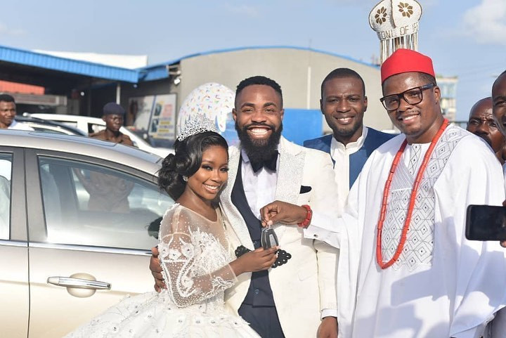 Photos from the white wedding of comedian, Arole 