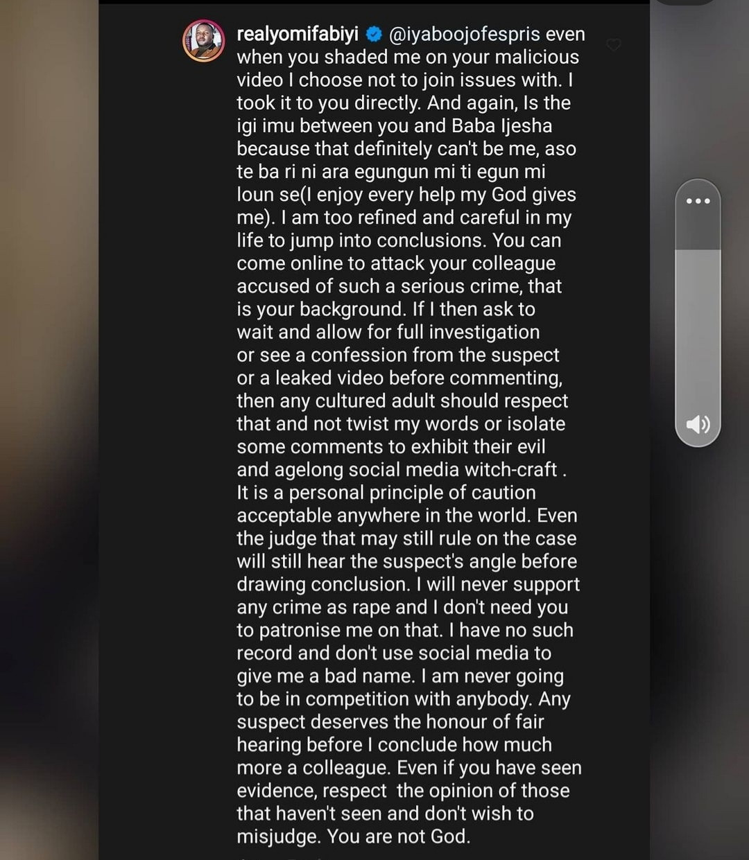 "You are mad"- Actress, Iyabo Ojo drags colleague Yomi Fabiyi over his comments sympathising with alleged child molester, Baba Ijesha (video)