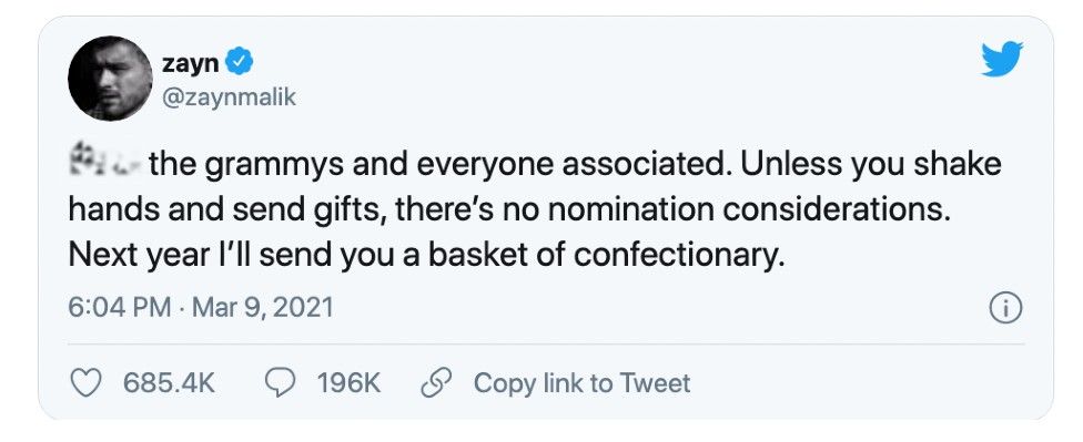 Zayn Malik's tweet