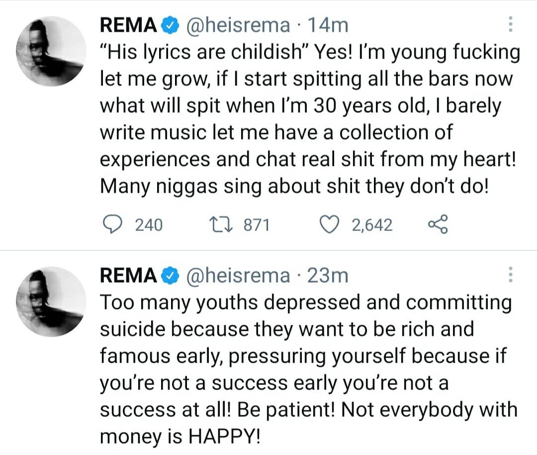 I don?t wanna f*ck around with too many girls. This d*ck is golden - singer Rema shares his thoughts on Twitter