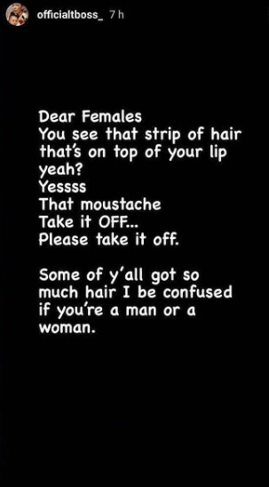 "If they tell you word now, you will go on camera and start crying"- Etinosa slams TBoss for asking women to shave their moustache