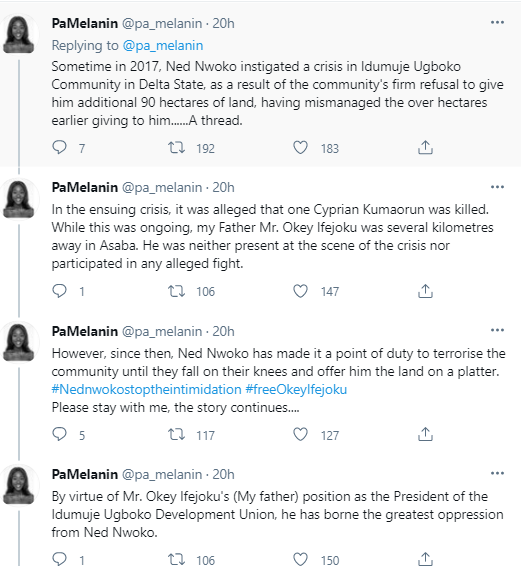 Ned Nwoko trends as former beauty queen accuses him of putting her father in jail because their community resisted his "land grabbing" attempt