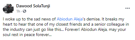 Veteran actor and production manager, Abiodun Aleja, is dead