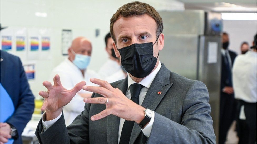 President Emmanuel Macron at a hotel in southeast France