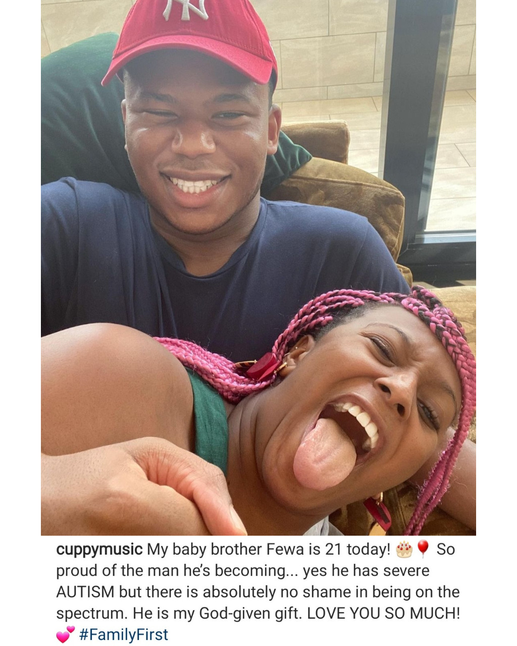 DJ Cuppy celebrates her brother with touching words on his 21st birthday 