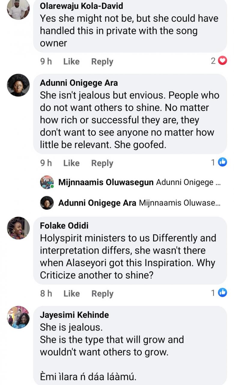 Tope Alabi under fire for publicly criticising the song of a fellow gospel artist (video)