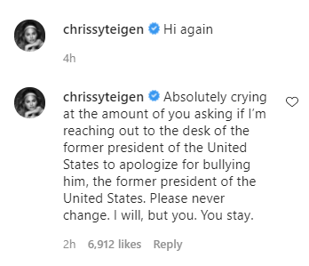 Chrissy Teigen apologizes for engaging in online trolling