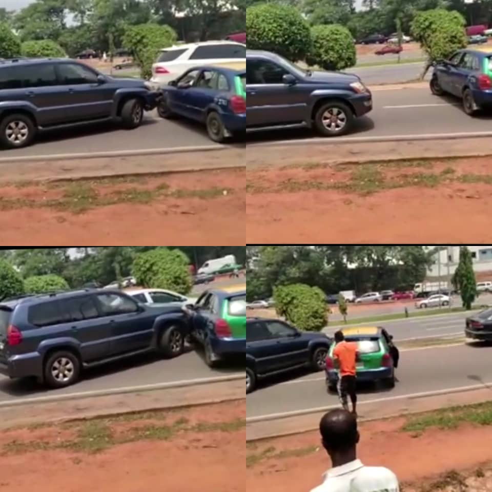 Taxi driver and SUV driver clash on the road in Abuja (video)