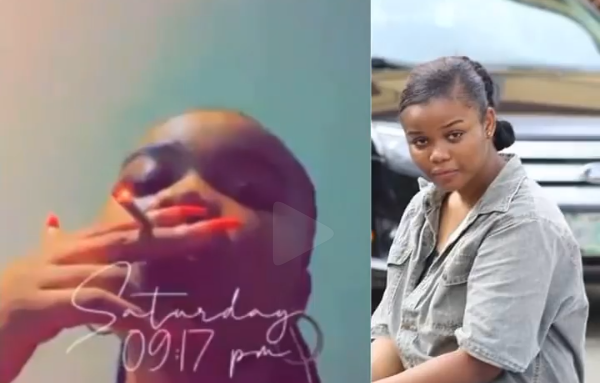 Video of 21-year-old Chidinma Ojukwu who confessed to killing SuperTV CEO, Usifo Ataga, smoking