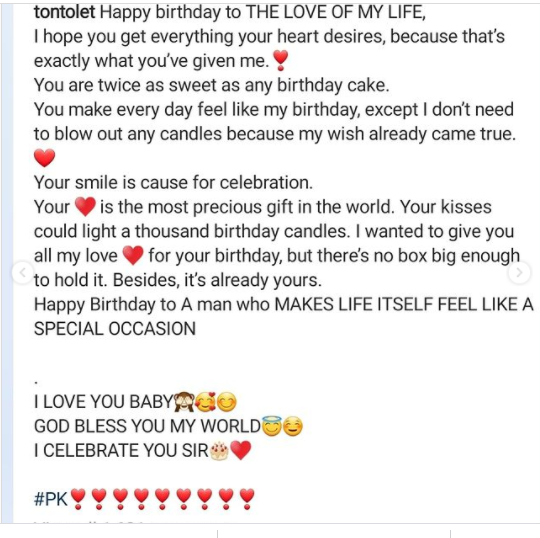 Tonto Dikeh celebrates her new man on his birthday, calls him "the love of my life" (photos)