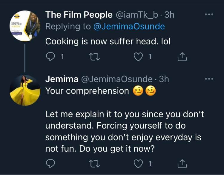Actress Jemima Osunde tackled for saying she wouldn?t cook when she gets married