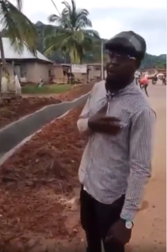 Man raises alarm of road allegedly built with inferior materials in Edo (video)