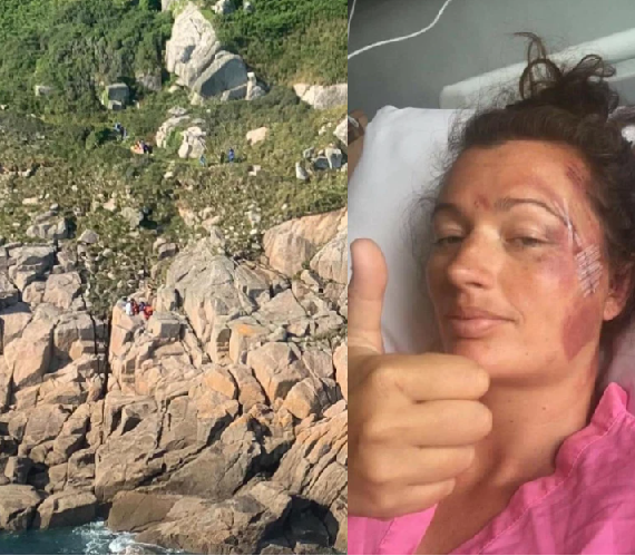 Woman miraculously survives after falling 60ft off cliff edge and landing on rocks