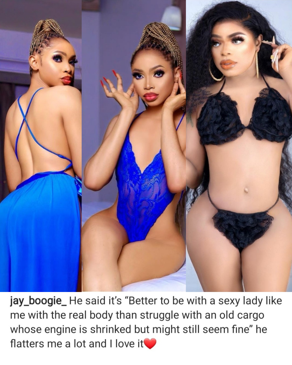 Throwing shade? Crossdresser Jay Boogie talks about his "real body" just after Bobrisky showed off his surgically-enhanced curves