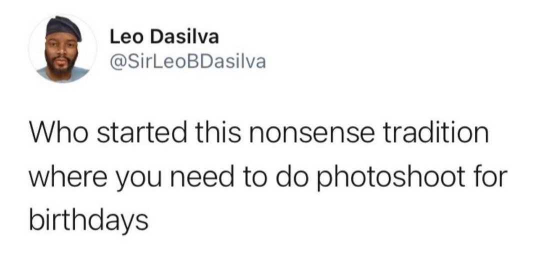 Leo DaSilva posts professional birthday photos on Instagram shortly after calling it a "nonsense tradition " on Twitter