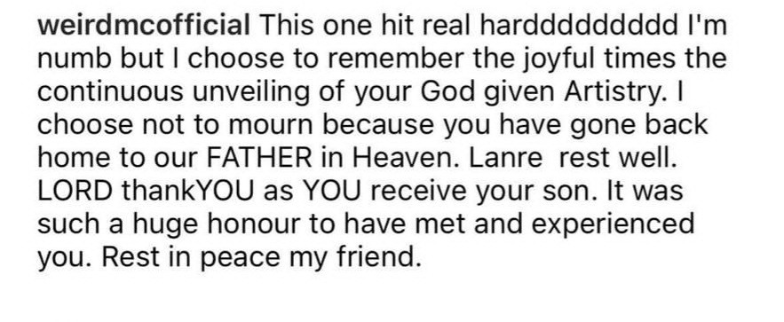 Tributes continue to pour in as people bear testimony to the exceptional human Sound Sultan was