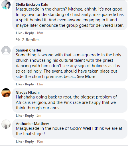Nigerians react as video of Masquerade dancing inside a church in Nigeria surfaces online