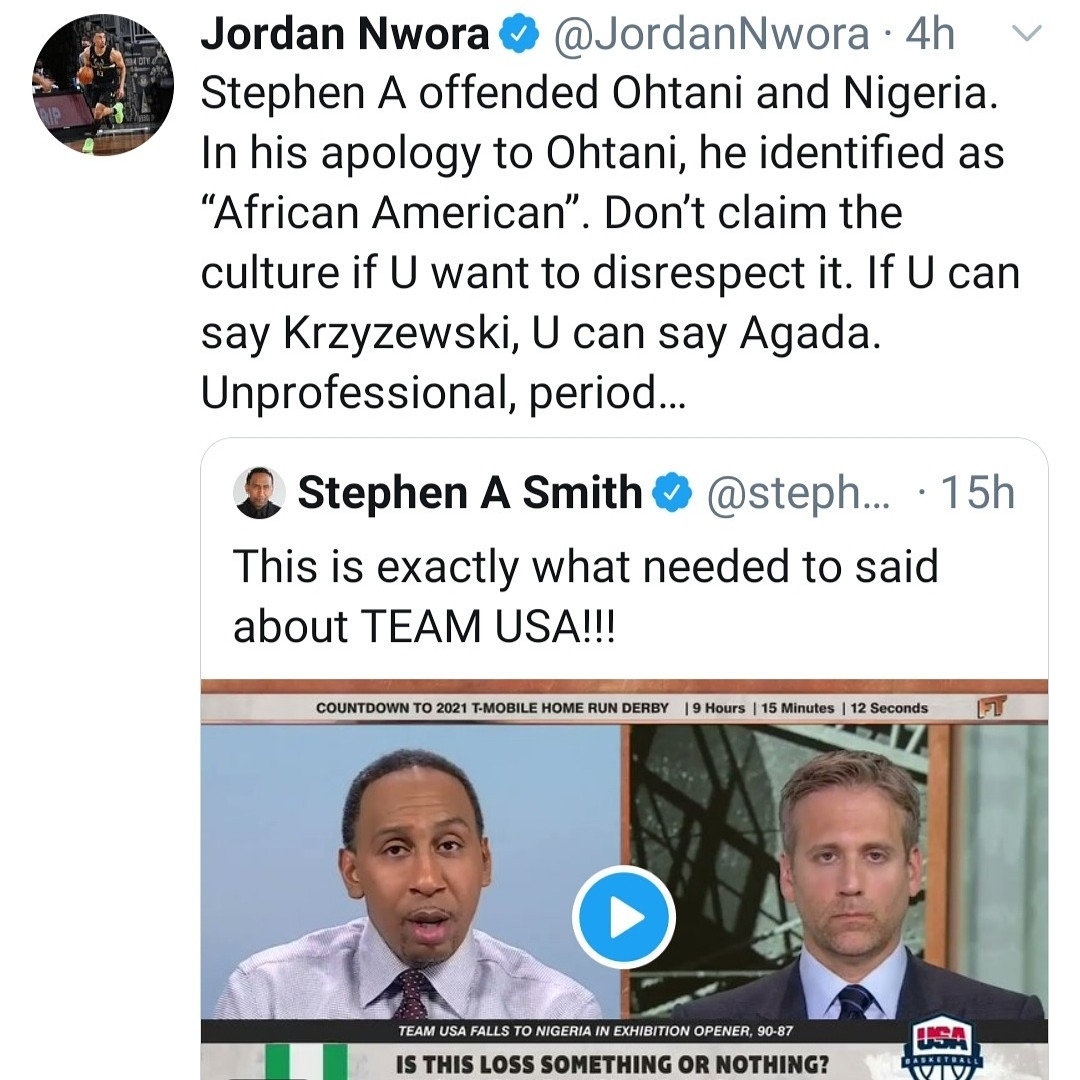 Nigerian Basketball Federation slams American TV personality over his comment about the Nigerian players who beat the U.S team