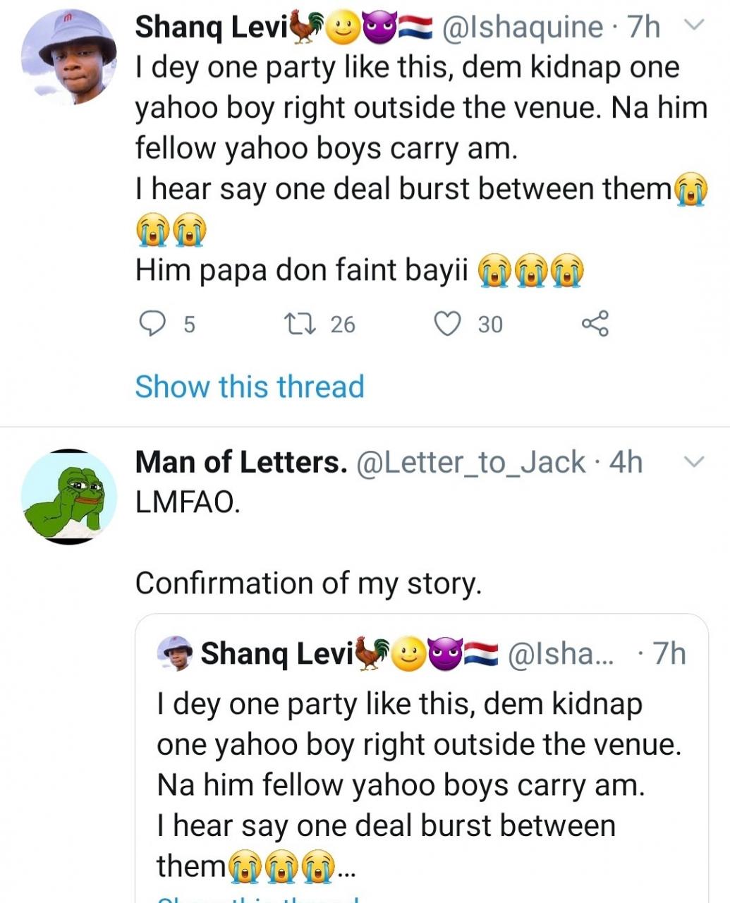 Yahoo boys allegedly kidnap groom from his wedding venue for stealing from them