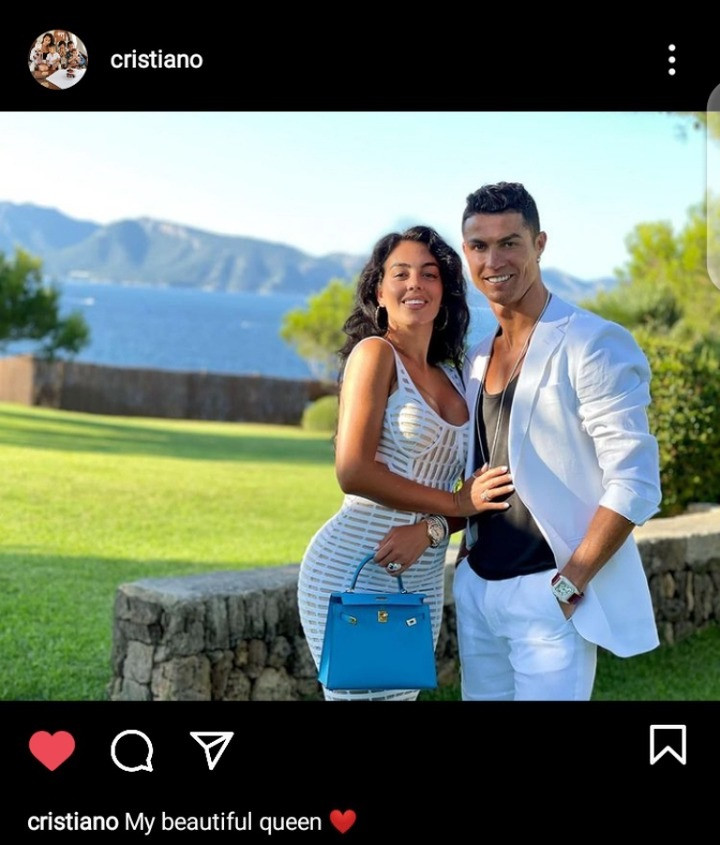 "My Beautiful Queen" - Cristiano Ronaldo says as he shares loved-up photo with his partner, Georgina Rodriquez