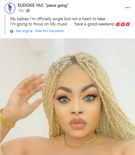 Popular Ivorian socialite Eudoxie Yao and Guinean musician Grand P end their relationship after Grand P allegedly cheated