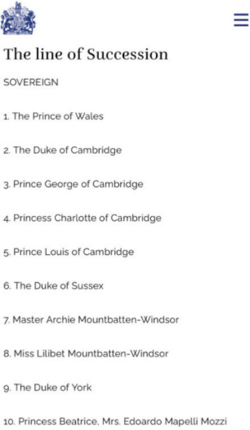 Lilibet Diana Mountbatten-Windsor finally added to Royal Line of succession website