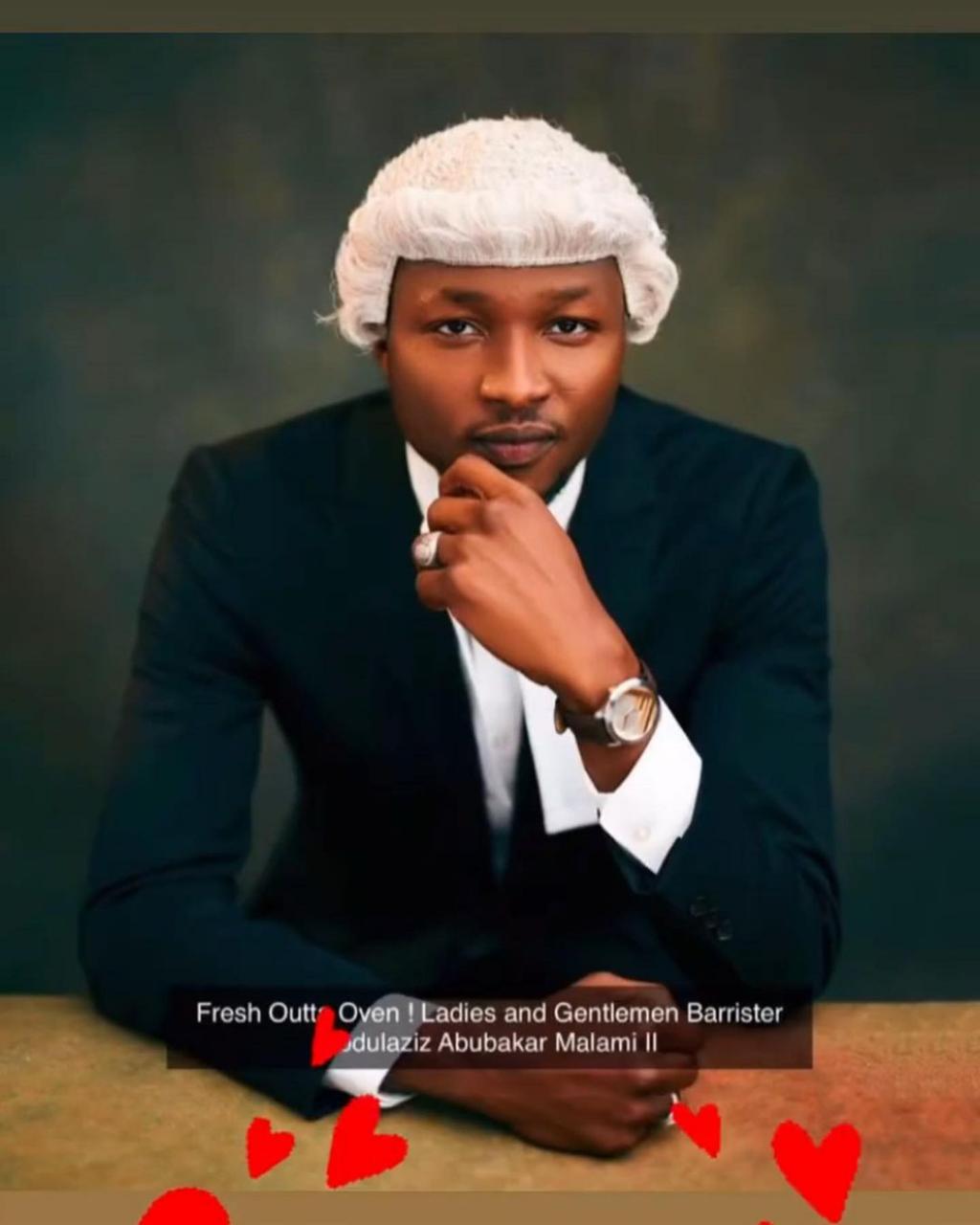 Son of Attorney-General, Abdulazeez Malami shares beautiful photos with wife and baby as he is called to the Nigerian Bar 
