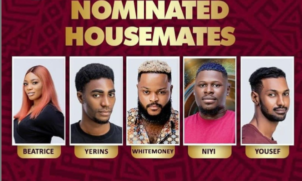 #BBNaija: WhiteMoney, Beatrice, Yerins, Yousef and Niyi nominated for eviction