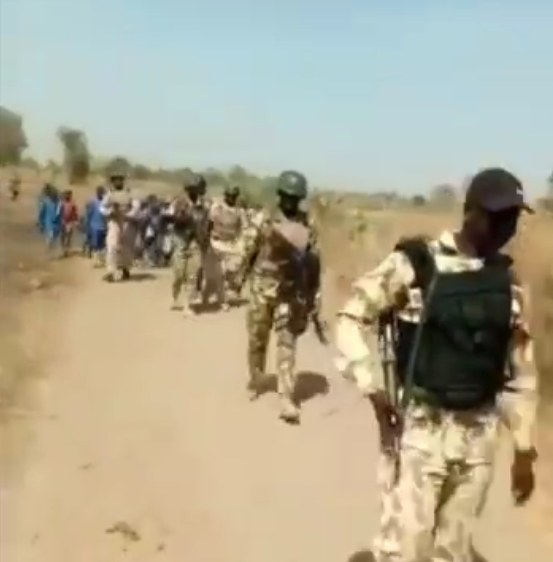 Soldiers accompany children to school in North-Eastern Nigeria (video)