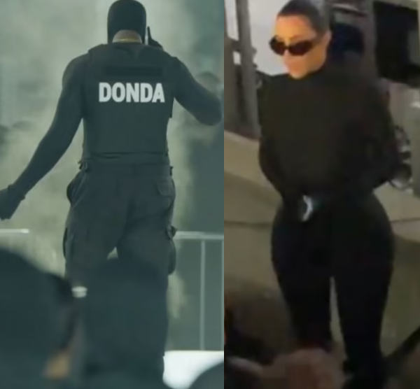 Kim K matches outfit with Kanye West again as she attends his latest Donda launch event where he rapped "You came here to show you