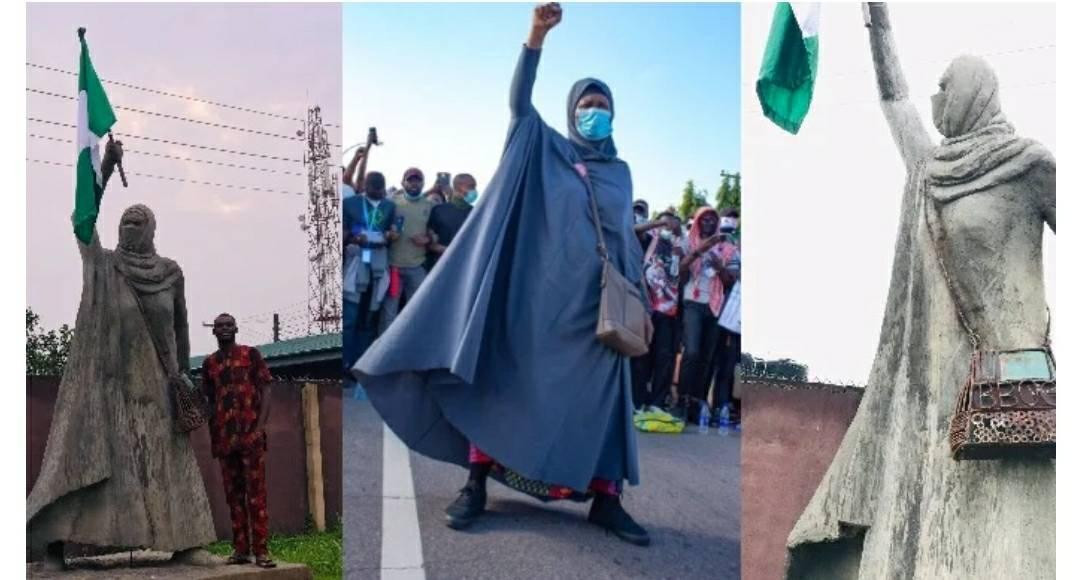 University of Benin final year student builds a sculpture of activist Aisha Yesufu (photos)