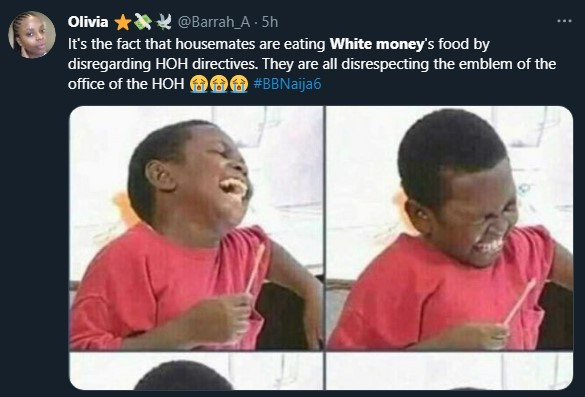 #BBNaija: Nigerians react as White Money flouts Pere?s order and cooks for himself as other housemates join him to eat the food (video)