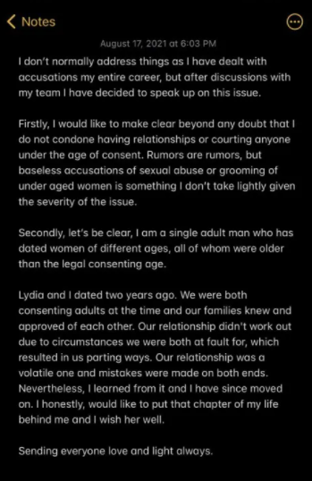 Timini Egbuson reacts after his ex-girlfriend called him a pervert and cradle snatcher who targets naive young women for relationships