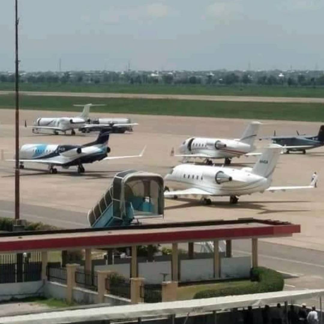 Check out the number of private jets at the Aminu Kano International airport for President Buhari