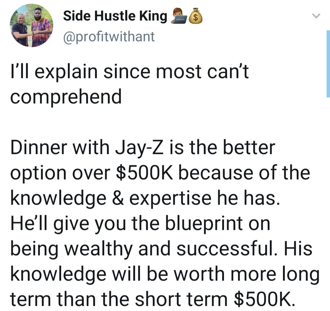 "Take the 500K" Jay-Z tells those picking dinner with him over 0K