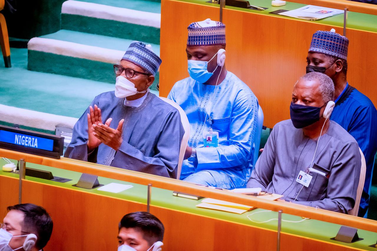 Photos of President Buhari at the opening session of 76th UN General Assembly