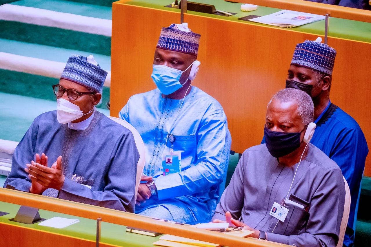 Photos of President Buhari at the opening session of 76th UN General Assembly