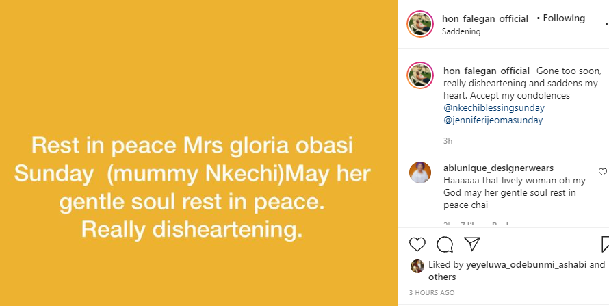 Actress Nkechi Blessing Sunday loses mum