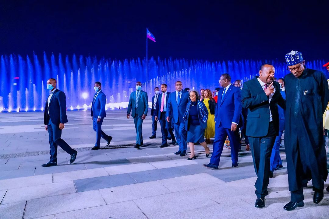 Ethiopian Prime Minister, Abiy Ahmed Ali pictured driving President Muhammadu Buhari after he arrived Addis Ababa