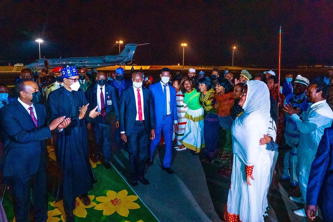 Ethiopian Prime Minister, Abiy Ahmed Ali pictured driving President Muhammadu Buhari after he arrived Addis Ababa