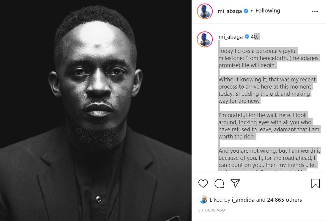 Rapper MI Abaga celebrates 40th birthday