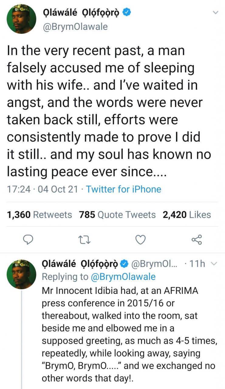 Brymo claims Tuface Idibia accused him of sleeping with his wife
