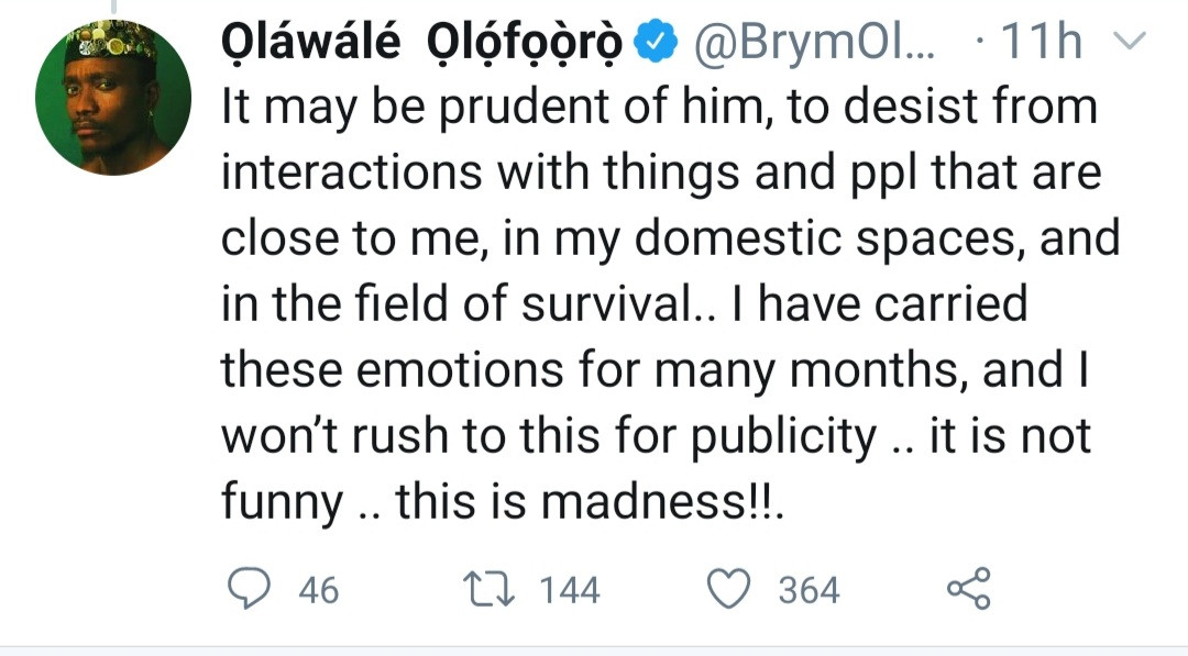 Brymo claims Tuface Idibia accused him of sleeping with his wife