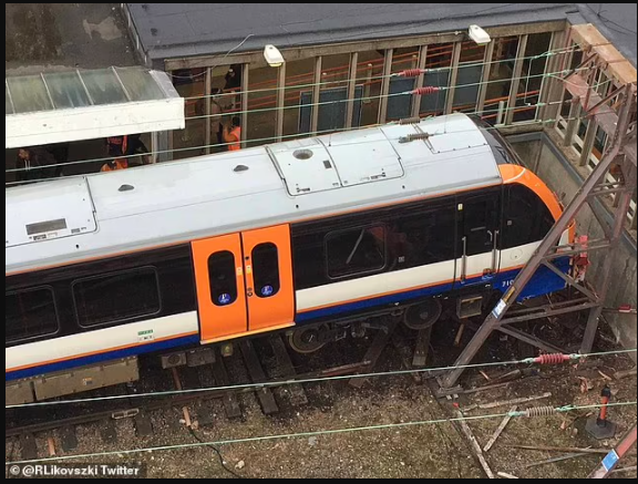 ?50 passengers evacuated as London Overground train derails and crashes through barriers (Photos)
