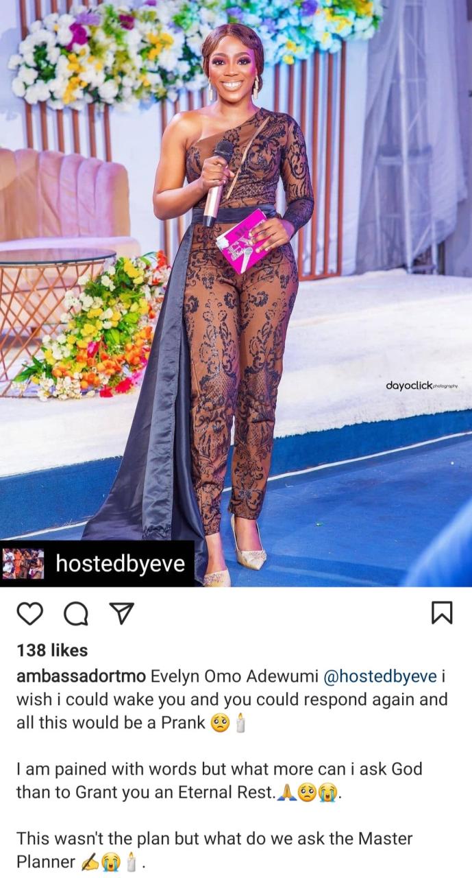 Nigerians mourn as fast-rising compere, MC Eve dies in a car crash in Lagos