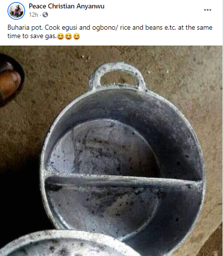 Nigerians react as man constructs pot that allows you cook two meals at once