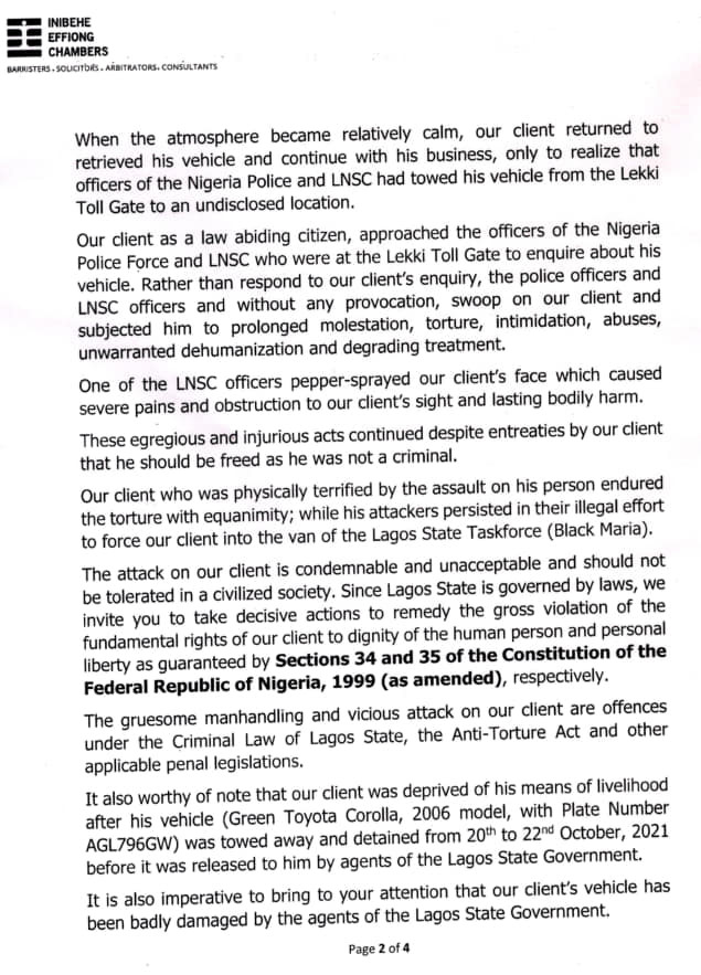 #EndSARS memorial: Uber driver assaulted by LNSC and police officers demands N500 million compensation from Lagos state government