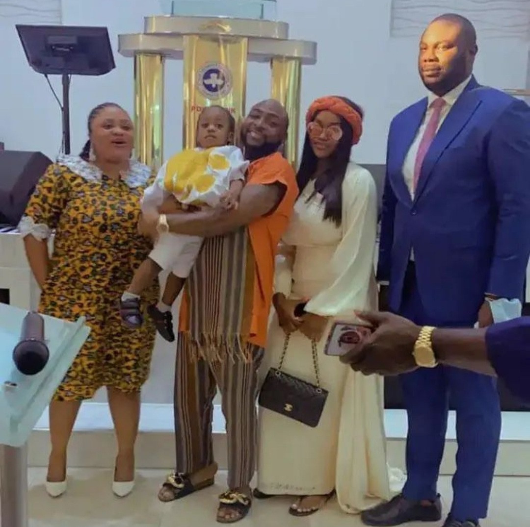 Davido and Chioma attend church together with their son (photos/video)