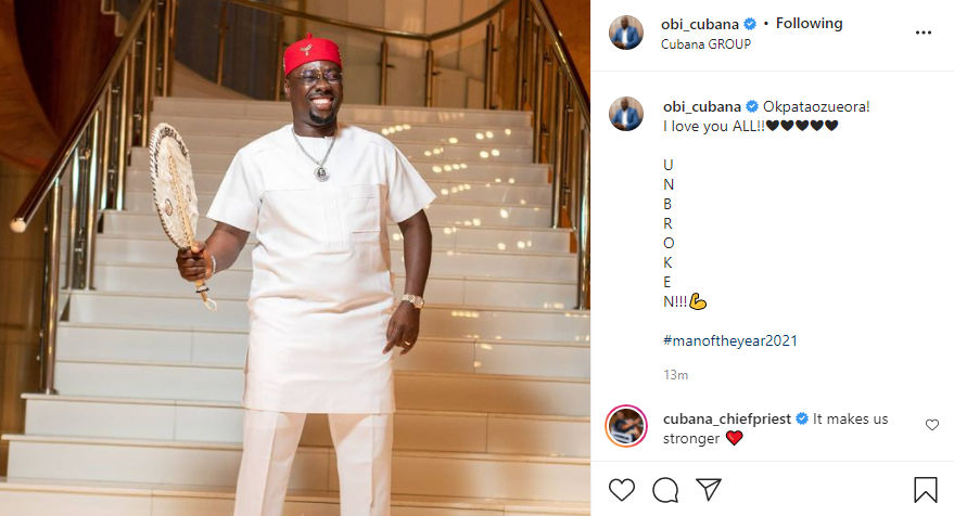 Obi Cubana released from EFCC custody, shares first post on IG 