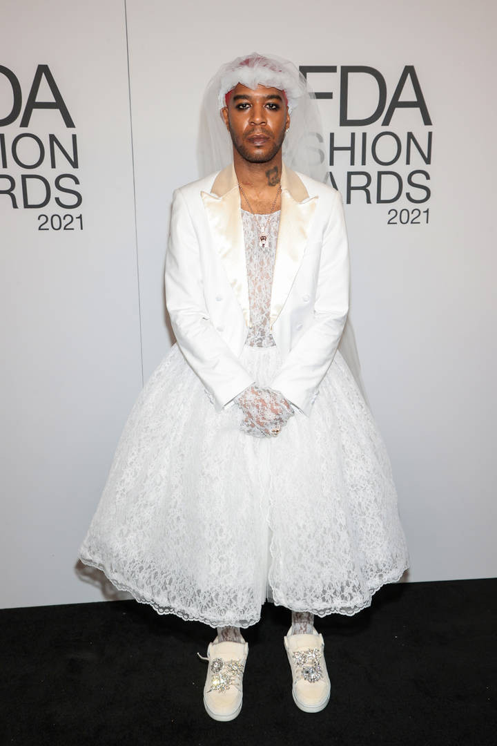 Kid Cudi dresses as a bride as he attends 2021 CFDA Awards (photos)